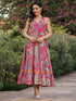 Women Paisly Printed Tiered Fit and Flare Ethnic Dress, Has A V-neck